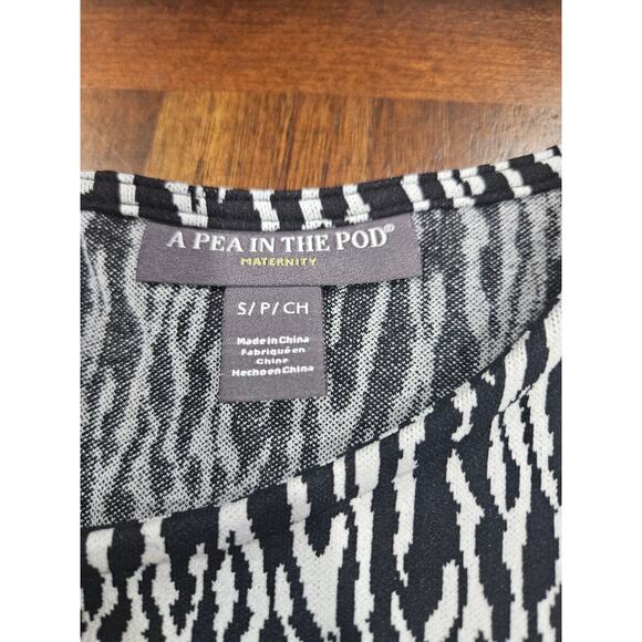 A Pea in the Pod Maternity Animal Print Swing Tunic Black White Long Sleeve S - Picture 2 of 7